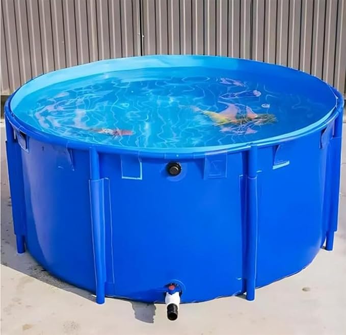 Above Ground Pond,Canvas Fish Pond Pool,PVC Fish Pond,Round Thickening Fish Pond Pool,Pool Above Ground with Durable Framed,for Fish Farming,Aquatic Products Breeding Pond 59 X31.5 in/356Gal