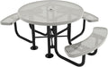 COATEDOUTDOORFURNITURE Heavy-Duty Portable Outdoor Picnic Table with Umbrella Hole, Punched Steel Patio Dining Furniture Made in America (46" Round Top, Textured Grey)