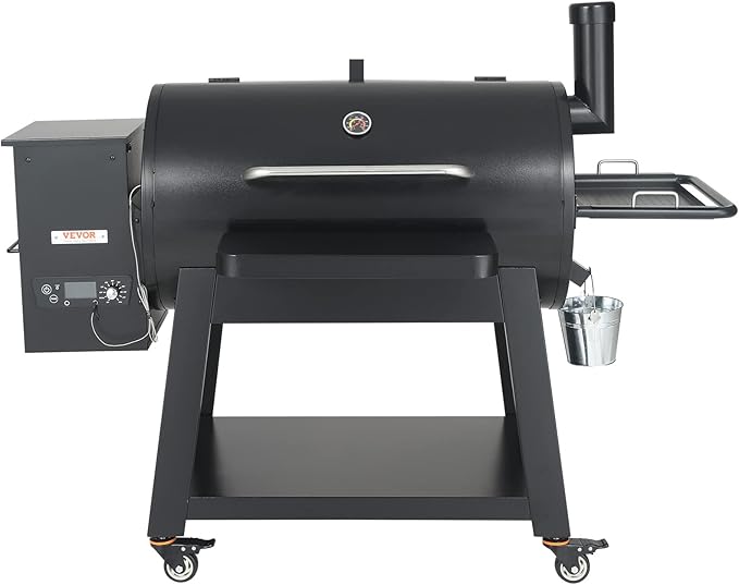 VEVOR Smoker Grill, Portable Wood Pellet Grill with Cart, 8 IN 1 BBQ Grill with PID Temperature Control & Meat Probe for Outdoor Cooking, Barbecue Camping, Picnic, 840 sq, Patio and Backyard, Black