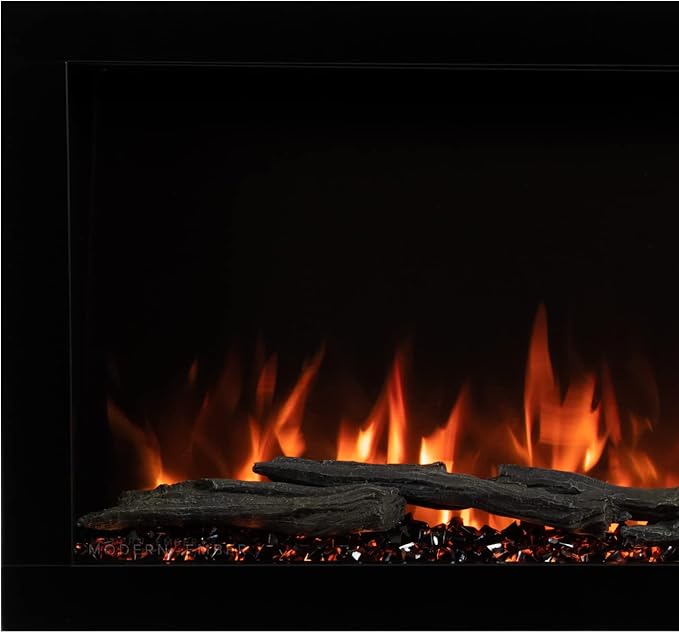 Modern Ember Highmark 72 Inch Smart Linear Electric Fireplace - Premium Flame with 10 Colors, Sleek Hidden Vent Design, Install Recessed in-Wall or Wall-Mount, WiFi Enabled.