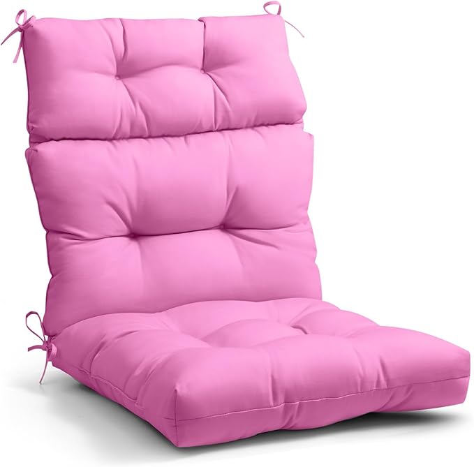 EAGLE PEAK Tufted Outdoor/Indoor High Back Patio Chair Cushion, Set of 1, 46'' x 22'', Pink