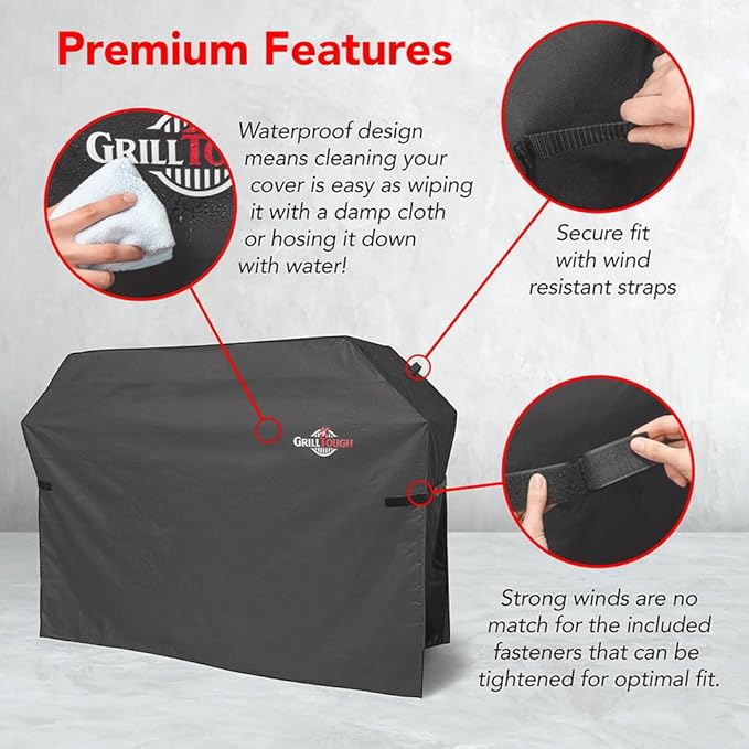 Heavy Duty BBQ Grill Cover for Outdoor Grill, 64 Inch – Waterproof, Weather Resistant, UV & Fade Resistant with Adjustable Straps – Gas Grill Cover for Weber, Charbroil, etc. Charcoal