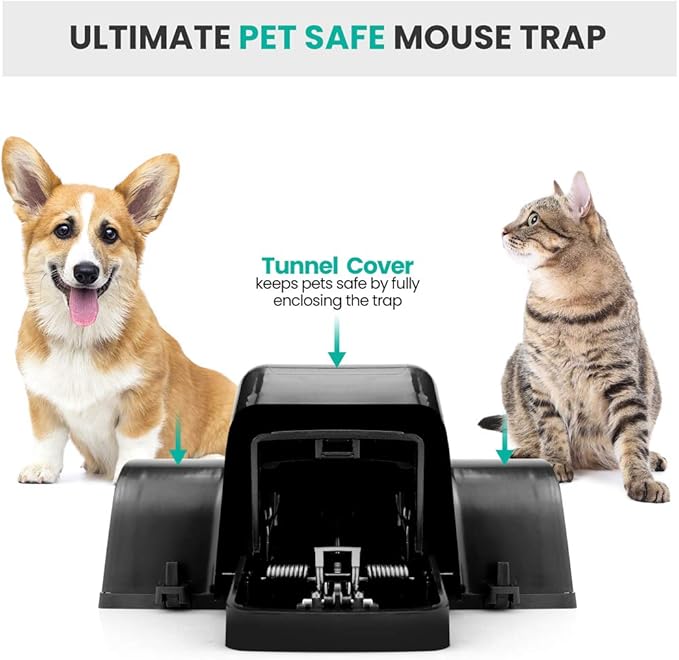 eXuby Pet-Safe & Child-Safe Rat Traps w/Tunnel Design – Dual Entry for Better Capture Rate - No Harmful Poison - Prevents Accidental Triggering - Avoid Finger Snapping - Setup in Seconds. (4 Pack)