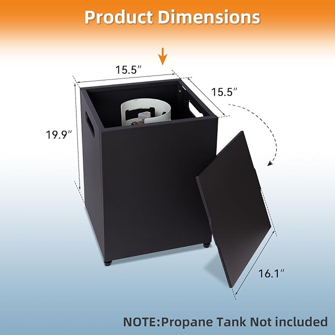 Propane Tank Cover Table, Propane Tank Storage Box for Hiding 20 Pound Propane Tanks, 16’’ Camper Gas Tank Hideaway Dining Table with Side Handles, Black