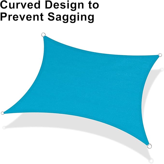 LOVE STORY Custom Size 8'x9' Turquoise Blue Sun Shade Sail Rectangle UV Block Canopy Patio Sail Sunshades Fabric for Outdoor Garden Carport (We Make Custom Size)