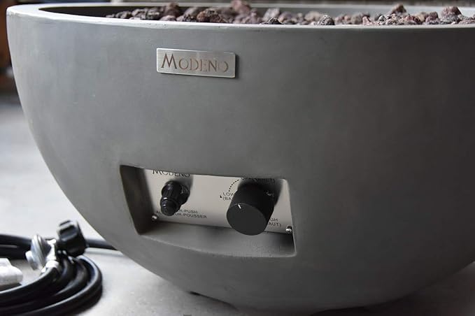 MODENO Outdoor Fire Pit Natural Gas Garden Fire Bowl, 40,000 BTU CSA Certified Firepit，Auto-Ignition System, Lava Rock&PVC Cover Included (26 x 26 x 14'', Grey)