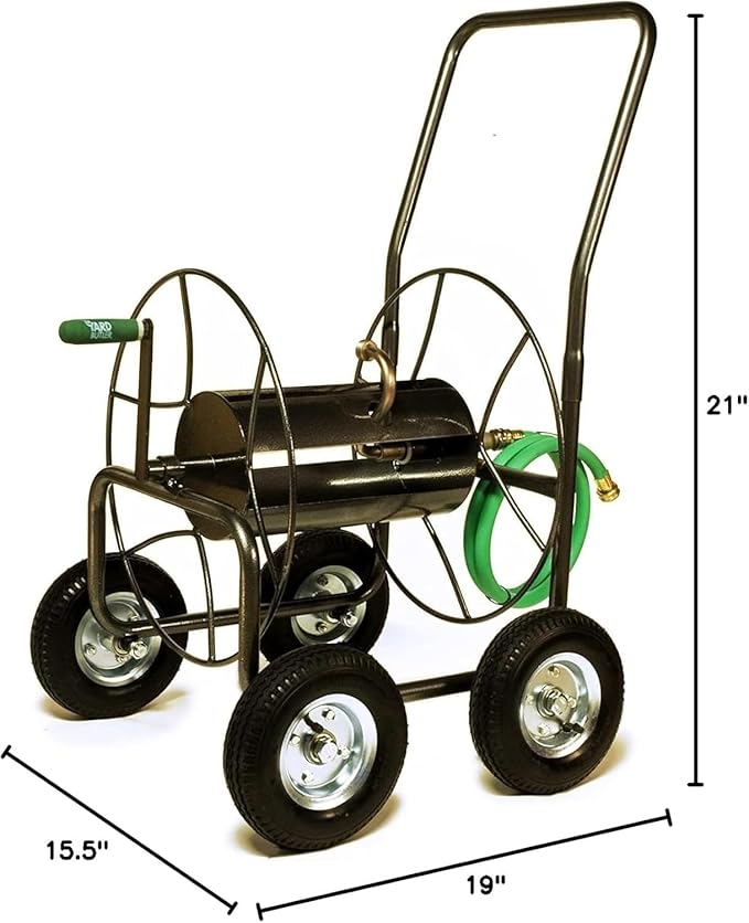 Yard Butler 4-Wheeled Hose Truck, 400' Metal Hose Caddy, Suitable for Gardens, Lawns and Fields