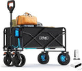Litheli Electric Collapsible Wagon Cart Foldable, 100L Portable Folding Wagon Cart with Wheels, Outdoor Lightweight Utility Carts for Beach Grocery Camping Shopping and Fast Charger