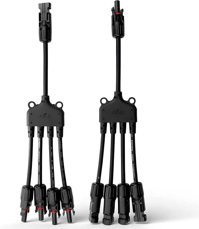 XYRIS Solar Connectors - Y Branch Parallel 1 to 4 Adapter Cable Wire Plug Tool Kit for Solar Panel (M/FFFF+F/MMMM, 1 Pair)