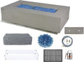 Elementi+ | Bundle Meteora Gas Fire Pit Cast Concrete 56" Rectangular Fire Table, Outdoor Fire Pit Electronic Ignition | Canvas Cover, Fire Glass and Burner Lid Included | Light Gray | Natural Gas