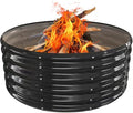 40 Inch Round Galvanized Fire Pit Ring/Fire Ring - Foldable and Perfect for Outdoor Gatherings and Campfires in The Yard/Garden/Park/Beach (Black+Gray, 3.3 FT Diameter+1.5 FT Tall)