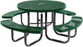 COATEDOUTDOORFURNITURE Heavy-Duty Portable Outdoor Picnic Table with Umbrella Hole, Expanded Metal Commercial-Grade Patio Dining Furniture Made in America (46" Round Top, Green)