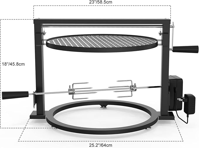 only fire Santa-Maria Style Rotisserie Rotating System for Solo Stove Bonfire 19.5" Smokeless Fire Pit - Global Patent