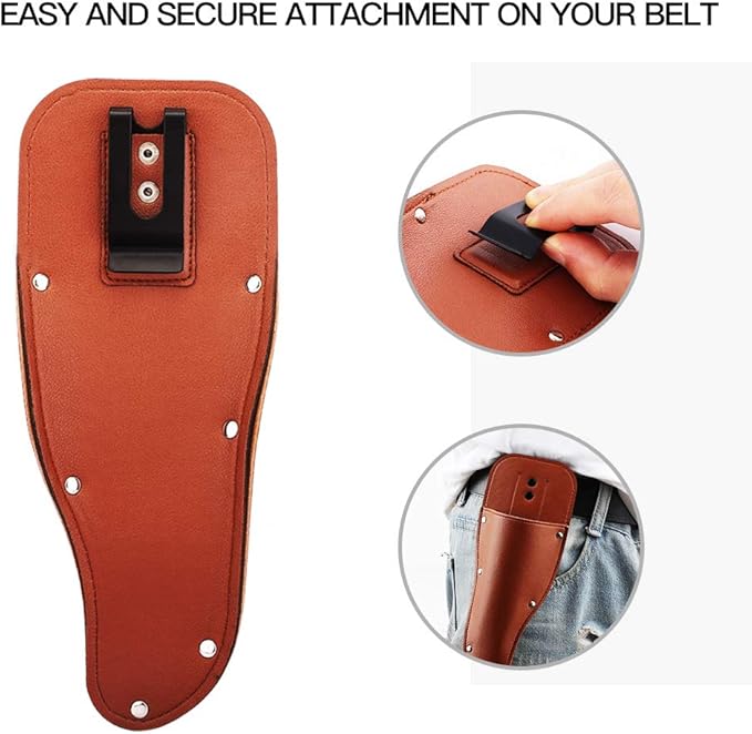 Housolution Garden Pruner Sheath, Pruner Tool Holster, Premium PU Leather Holster Protective Case Cover Scabbard for Gardening Pruning Shears Scissor - Brown