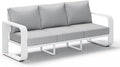 Oasbira Aluminum Outdoor Patio Couch, 3 Seats Oversized Patio Sofa with Widened Armrest & Ultra-Thick Cushions, Deep Seating Modern Patio Furniture for Backyard, Deck, White