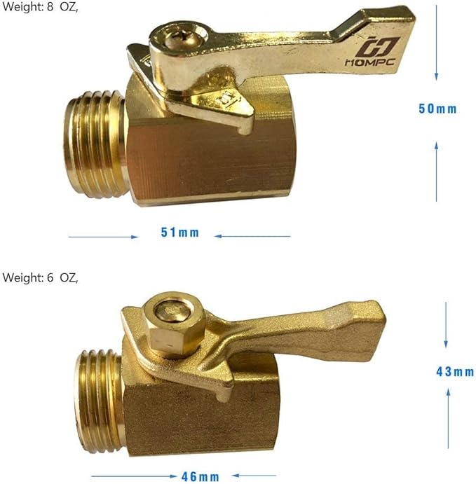 HQMPC Super Heavy Duty 3/4" Brass Shut Off Valve Garden Hose Shut Off Valve Garden Hose Connector 2 PCS
