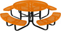 COATEDOUTDOORFURNITURE Heavy-Duty Portable Outdoor Kids Table with Umbrella Hole, Punched Steel Kids Picnic Table, Commercial-Grade, Made in America (46 in, Round, Childrens, Textured Orange)