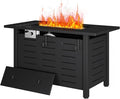 Aoxun 41 Inch Propane Fire Pit–50,000 BTU Gas Fire Pit Table with Removable Lid & Lava Rocks, Rectangle Firepit Table for Outside, Patio, Deck, Backyard, Black