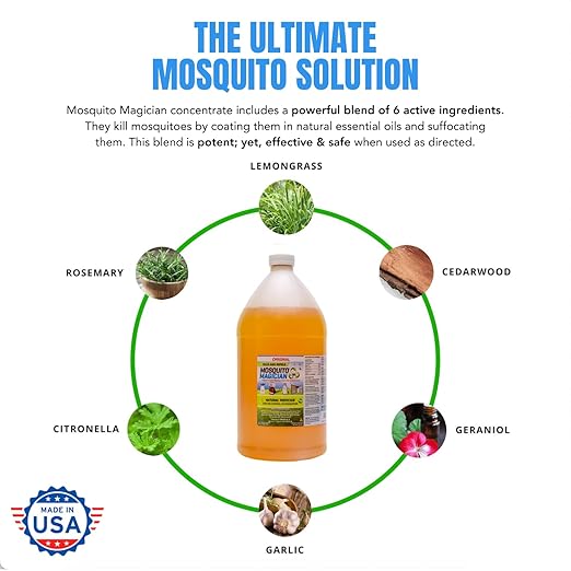 Mosquito Magician Hose End Sprayer with 1 Gallon Liquid Concentrate – Outdoor Mosquito Killer, Flea Yard Spray, Fire Ant Control, Safe for People & Pets, Mosquito Repellent for Lawn, Patio & Plants