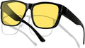 ANDWOOD Fit Over Glasses Polarized Sunglasses for Women Men Oversized Square Shades UV400 Protection