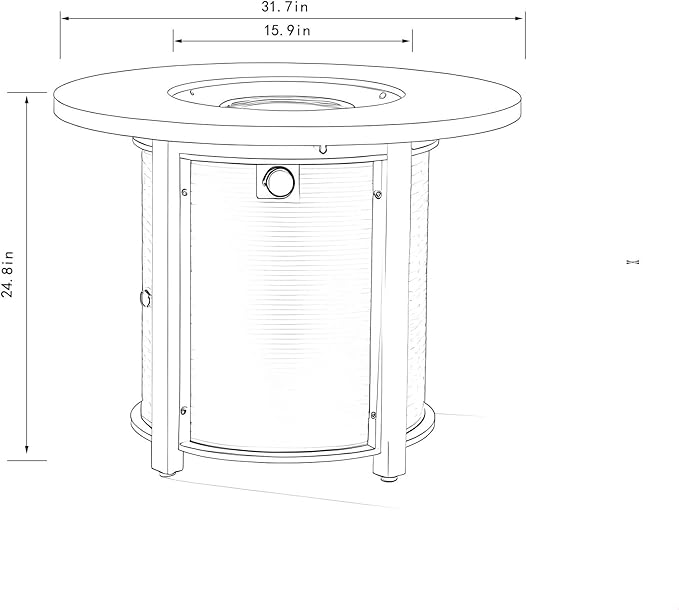 GDFStudio 32" Round Propane Fire Pit Table, 50000 BTU Outdoor Gas Heater with Steel Top & Wicker-Style Base, for Patio Deck Garden Backyard, Black