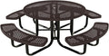 COATEDOUTDOORFURNITURE Heavy-Duty Portable Outdoor Kids Table with Umbrella Hole, Punched Steel Kids Picnic Table, Commercial-Grade, Made in America (46 in, Round, Childrens, Brown)