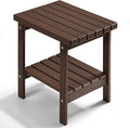 PASAMIC 2-Tier Adirondack Square Outdoor Side Table, HDPE Small Outdoor Table, Patio End Table for Patio, Pool, Backyard, Weather-Resistant (Brown)