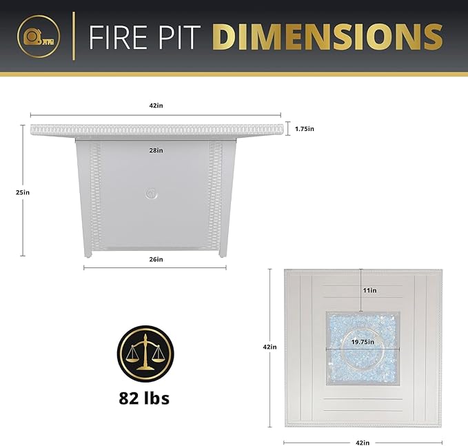 Mazatzal 4 Piece Outdoor Patio Furniture Set with 42 Inch Grey Propane Fire Pit, Wicker Rattan Outdoor Loveseat and Stationary Chairs, Aluminum Frame, Includes Fire Glass & Wind Guard