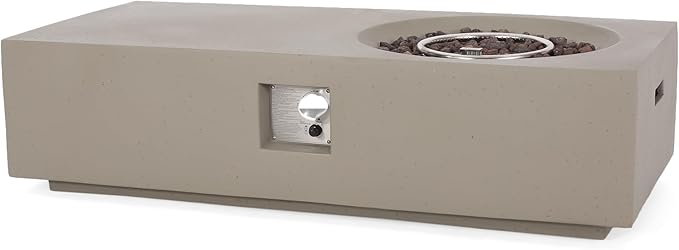 Propane Fire Pit Table, 56 Inch Firepits for Outside, Rectangular Gas Fire Pit for Outside Patio, Propane Fire Table, 50000BTU, Light Grey