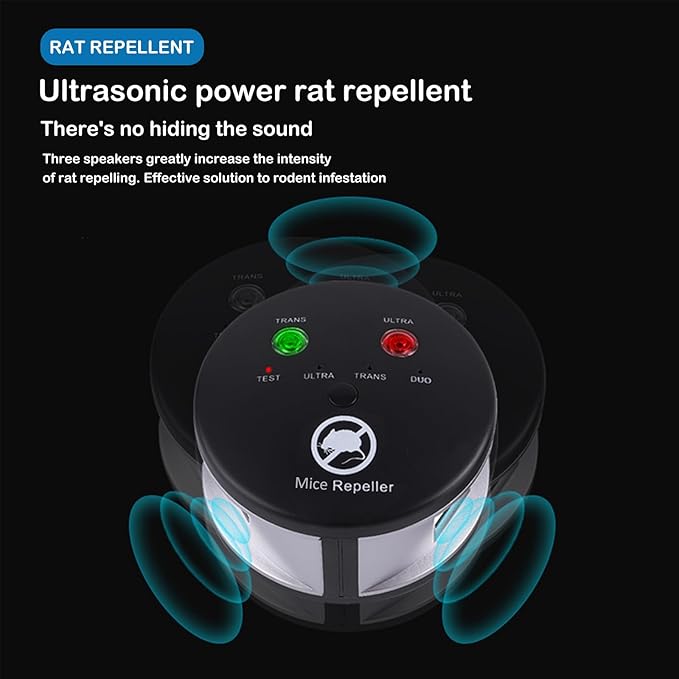 Ultrasonic Mouse Repellent Indoor,Rodent Repellent Electronic Plug in, Multi-Mode Variable Frequency 360° Ultrasonic Squirrels Mice Repeller for House Basement Office Garage Warehouse RVs