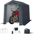 MFSTUDIO Outdoor Storage Sheds 6x10 ft, Portable Carport Shelter Garages Heavy Duty Canopy with Rolled up Zipper Doors, Outside Utility Shed Garage Tent for Motorcycle, Bicycles and Camping Tools