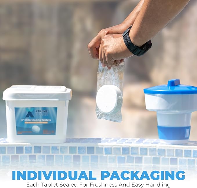 Xtremeclear 2-Pack 3" Swimming Pool Chlorine Tablets | Pro-Grade Pool Sanitizer Long Lasting & Slow Dissolving | 99% Pure Tri-Chlor|, 5 Pounds Bucket