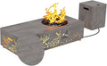 Dineli 2-Piece Outdoor Propane Fire Pit Table Set w Tank Table 48'' Rectangular Firepit Gas Fire Pits for Outside Patio Fire Table w LED, 50,000 BTU (Gray, Deer Cutout with Warmlight)