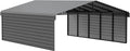 Arrow Carports Galvanized Steel Carport, with 2-Sided Enclosure, Compact Car Metal Carport Kit, 20' x 24' x 7', Charcoal