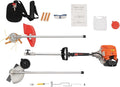 2 Cycle Weed Wacker Gas Powered Grass Trimmer, 2 in 1 33CC Straight Shaft String Trimmer Weed Eater, Air-Cooled Gasoline Brush Cutter Lawn Edger with 2 Blade Heads for Weeds & Grass Cutting