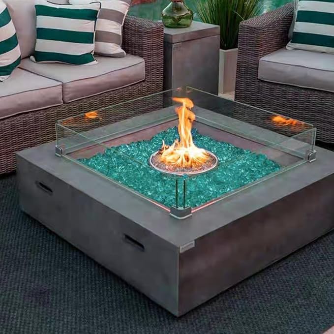 Fire Glass for Propane Fire Pit, 1/2 Inch High Reflective Fireplace Glass Rocks for Fire Pit Table, 20 lbs Fire Pit Glass Rocks for Outdoor Fire Table and Landscaping, Light Green