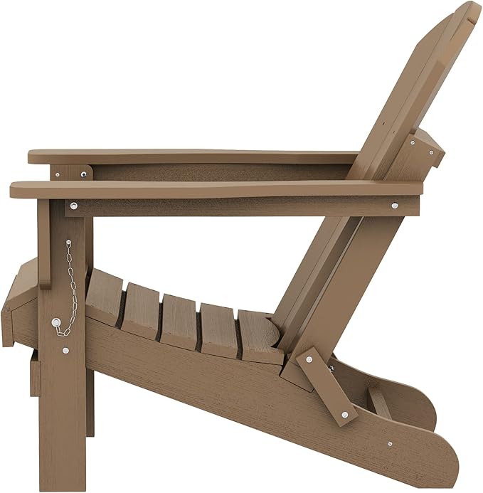 SERWALL Folding Adirondack Chair for Patio Garden Outdoors Fire Pit Chair- Brown