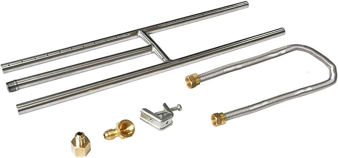 Stanbroil Rectangular Stainless Steel Gas Fireplace H-Burner, 18x6 Inch