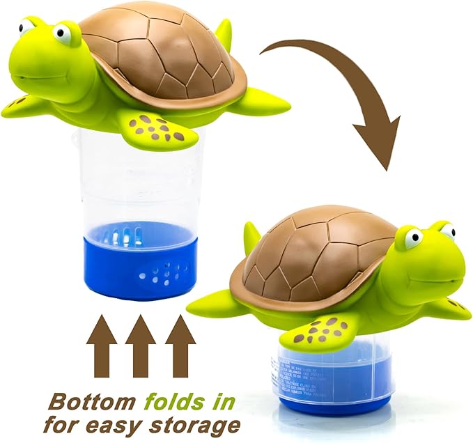WWD POOL Chlorine Floater, Animal Pool Chlorine Dispenser for Chemical Tablets Fits 3 Inch Tabs Bromine Holder(Turtle)