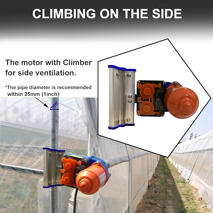 UYGALAXY Greenhouse Film Roll Up Motors with Limit Switch and Creeper (2 Packs) + Transformer Controller Joint Box (AC110V to DC24V) for Chicken Coop Greenhouse Ventilation System, Automatic Venting