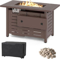 Tangkula Outdoor Propane Fire Pit Table, 40 Inch ETL Certified Outside Rectangle Gas Fire Table with Lava Rocks, Removable Lid and Protective Cover for Patio, Garden, Deck and Backyard (Brown)