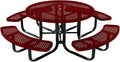 COATEDOUTDOORFURNITURE Heavy-Duty Portable Outdoor Kids Table with Umbrella Hole, Punched Steel Kids Picnic Table, Commercial-Grade, Made in America (46 in, Round, Childrens, Textured Burgundy)