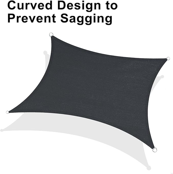 LOVE STORY Custom Size 7'x12' Graphite Grey Sun Shade Sail Rectangle UV Block Canopy Patio Sail Sunshades Fabric for Outdoor Garden Carport (We Make Custom Size)