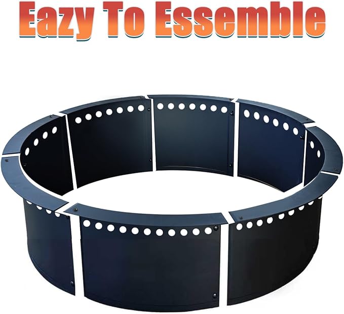 SoulMate Outdoor 52-Inch Outer/48-Inch Inner Fire Pit Ring Smokeless,Duty Solid Metal Steel Round Firepit Rim Insert for DIY Fire Pits, Outdoor Above or In-Ground, Camping Garden Patio Backyard.