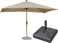 PURPLE LEAF 9' x 11.5' Patio Umbrella with Base Outdoor Umbrella Market Umbrella with Crank & 8 Ribs Aluminum Rectangular Table Umbrella Outdoor Patio for Backyard, Beige