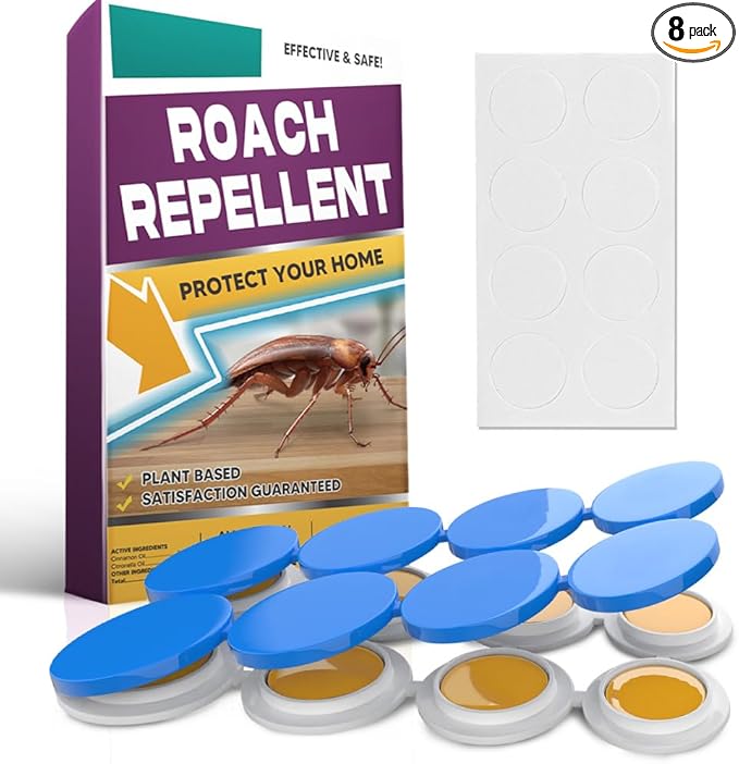 Roach Repellent, Cockroach Repellent Indoor, Pet Safe Roach Repellent, Natural Cockroach Repellents, Keep Roaches Out of Kitchen, 8P