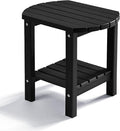 PASAMIC 2-Tier Adirondack Oval Outdoor Side Table, HDPE Small Outdoor Table, Patio End Table for Patio, Backyard, Weather-Resistant (Black)