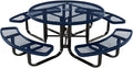 COATEDOUTDOORFURNITURE Heavy-Duty Portable Outdoor Kids Table with Umbrella Hole, Expanded Metal Kids Picnic Table, Commercial-Grade, Made in America (46 in, Round, Childrens, Textured Dark Blue)