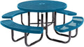 COATEDOUTDOORFURNITURE Heavy-Duty Portable Outdoor Picnic Table with Umbrella Hole, Expanded Metal Commercial-Grade Patio Dining Furniture Made in America (46" Round Top, Light Blue)