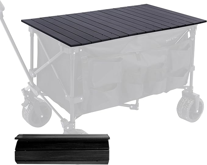 Aluminum Alloy Steel Collapsible Board Desktop Folding Table for Garden Cart Foldable Wagon Heavy Duty Foldable Metal Outdoor Camping 37.4x21.6 inch (Black)
